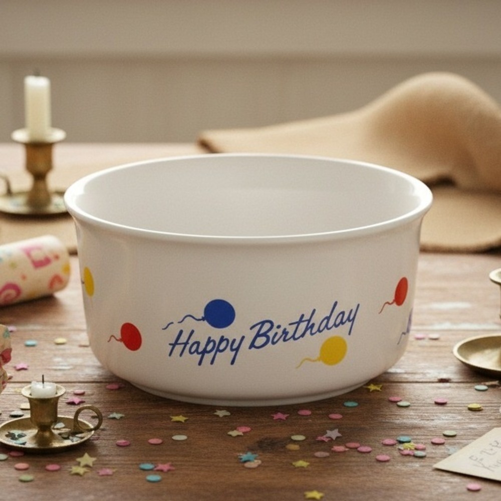 Happy Birthday Ceramic‎ Bowl, Vintage Party Serveware, Replacement Tableware